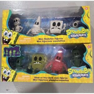 Set of 2 SpongeBob Mini Skeleton and Glow in the Dark Figures 4 Pack Brand New
